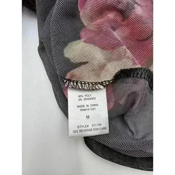 Charlotte Russe Women's Size M Black Flowered See-through Bodysuit NWT - Picture 4 of 7